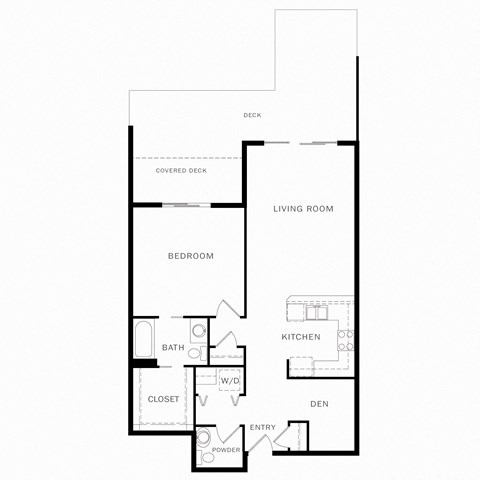 Floor plan for 1 bed, 1 bath, 968 sqft